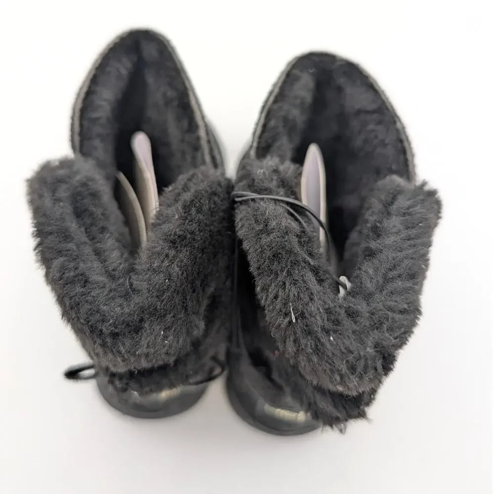 Bebe Bow Shaft Faux Shearling Lined Winter Boots Kids' Black Size US9 EU25